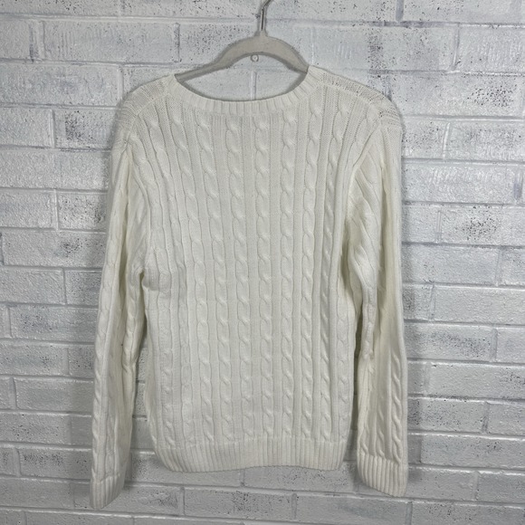 Lilly Pulitzer White Cable Knit Sweater Womens Size M Minimalist Preppy Travel - Picture 2 of 9